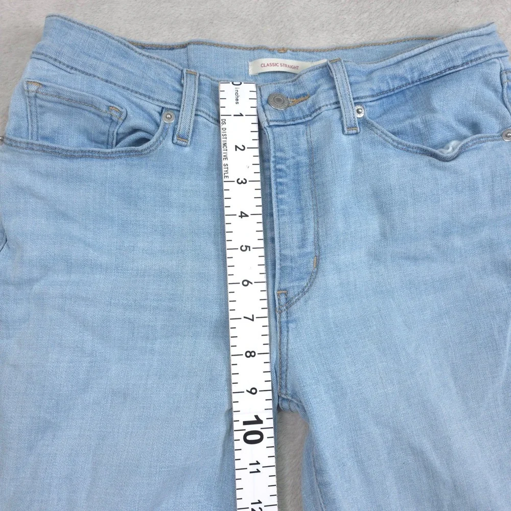 Levi Strauss Classic Straight Jeans Men 28x30 Cotton Blue Stretch Light Wash